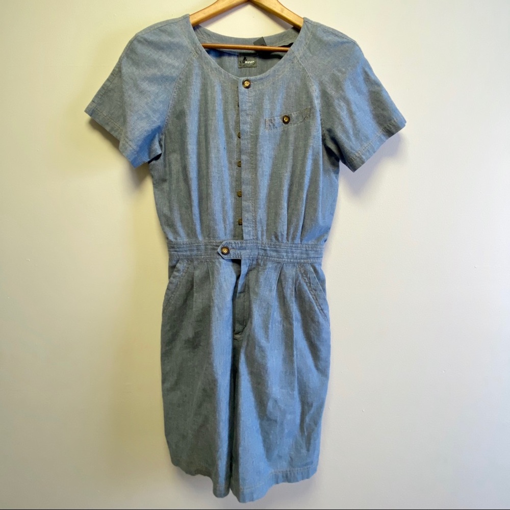 Vintage One Pc Chambray Denim Shorts Jumpsuit